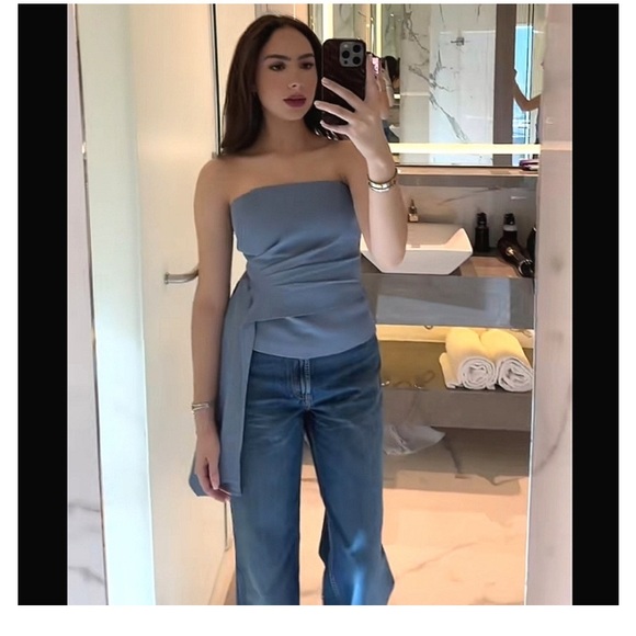 Zara Blue Strapless Crop Top - Picture 14 of 16